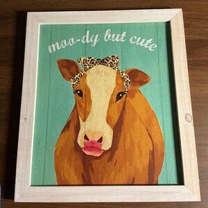 COUNTRY COW WOODEN FRAMED WALL DECOR